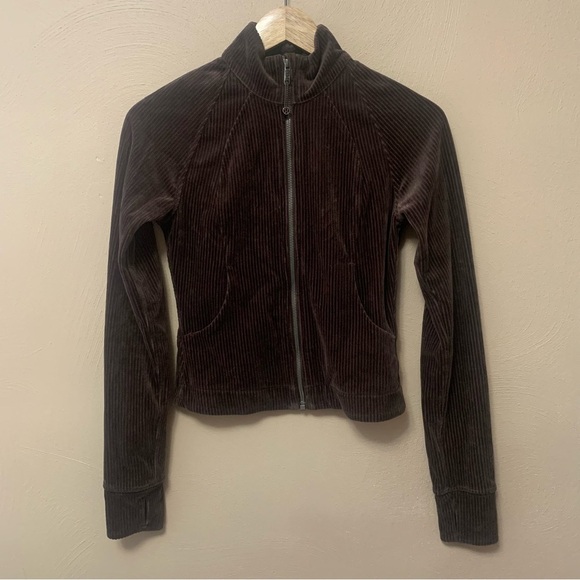 Lululemon Scuba Track Jacket *Velvet Cord Espresso Brown Size 2 - Picture 2 of 14